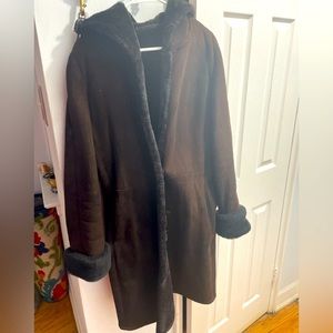 Brown Genuine Suede Sherling Coat